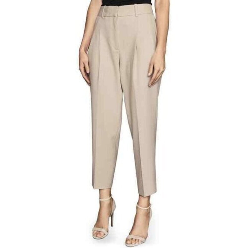 Reiss Arizona Trouser Tan Wool Blend Ankle Crop Suit Dress Pants SZ 2 New